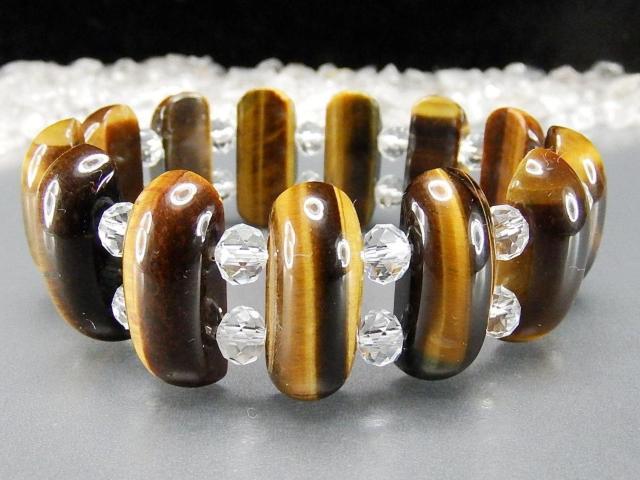 一点物大型タイガーアイ細長形天然石バングルブレスレット < 女性アクセサリー/時計 一点物大型タイガーアイ細長形天然石バングルブレスレット < 女性アクセサリー/時計の