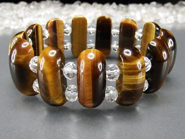 一点物大型タイガーアイ細長形天然石バングルブレスレット < 女性アクセサリー/時計 一点物大型タイガーアイ細長形天然石バングルブレスレット < 女性アクセサリー/時計の