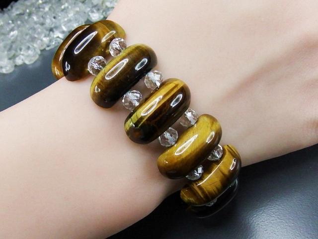 一点物大型タイガーアイ細長形天然石バングルブレスレット < 女性アクセサリー/時計 一点物大型タイガーアイ細長形天然石バングルブレスレット < 女性アクセサリー/時計の