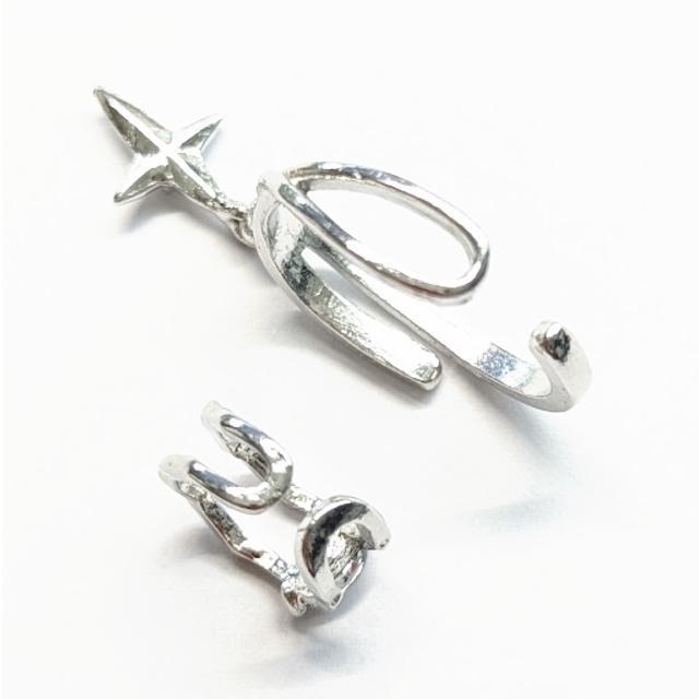 L1 レディースイヤーカフ シルバー ダブルイヤカフ クロスデザイン 重ね付けデザインイヤリング 幅調整可能なノンホールピアス < 女性アクセサリー/時計 L1 レディースイヤーカフ シルバー ダブルイヤカフ クロスデザイン 重ね付けデザインイヤリング 幅調整可能なノンホールピアス < 女性アクセサリー/時計の