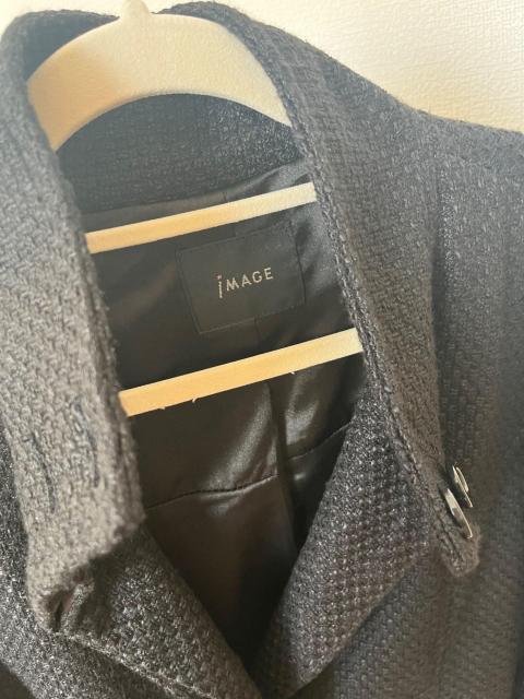 iMAGE イマージュ 黒 ブラック スタンドカラー コート 11号 ベルト付 上品 アウター < ブランド iMAGE イマージュ 黒 ブラック スタンドカラー コート 11号 ベルト付 上品 アウター < ブランドの