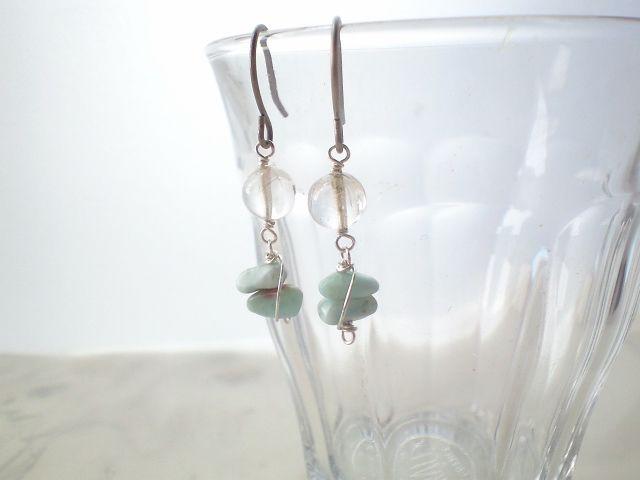 *ラリマーと水晶のピアス*silver 14006 < 女性アクセサリー/時計  *ラリマーと水晶のピアス*silver 14006 < 女性アクセサリー/時計の