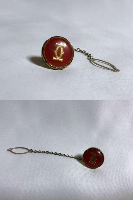 正規 カルティエCartier 2Cロゴ ネクタイピン ゴールド×赤 タイタニックタイピン ブローチ < ブランド  正規 カルティエCartier 2Cロゴ ネクタイピン ゴールド×赤 タイタニックタイピン ブローチ < ブランドの