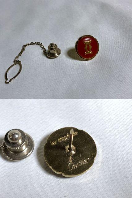 正規 カルティエCartier 2Cロゴ ネクタイピン ゴールド×赤 タイタニックタイピン ブローチ < ブランド  正規 カルティエCartier 2Cロゴ ネクタイピン ゴールド×赤 タイタニックタイピン ブローチ < ブランドの