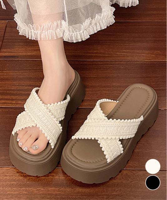 送料無料 新品 厚底サンダル レディース クロッシー編み < 女性ファッション  送料無料 新品 厚底サンダル レディース クロッシー編み  < 女性ファッションの