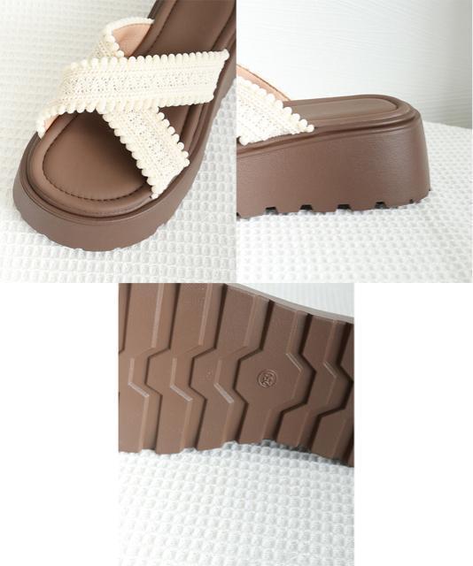 送料無料 新品 厚底サンダル レディース クロッシー編み < 女性ファッション  送料無料 新品 厚底サンダル レディース クロッシー編み < 女性ファッションの