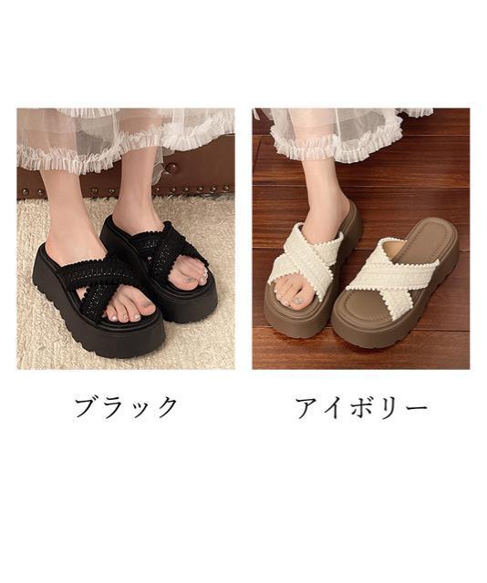 送料無料 新品 厚底サンダル レディース クロッシー編み < 女性ファッション  送料無料 新品 厚底サンダル レディース クロッシー編み < 女性ファッションの