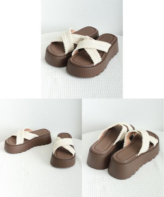 送料無料 新品 厚底サンダル レディース クロッシー編み < 女性ファッション  送料無料 新品 厚底サンダル レディース クロッシー編み < 女性ファッションの