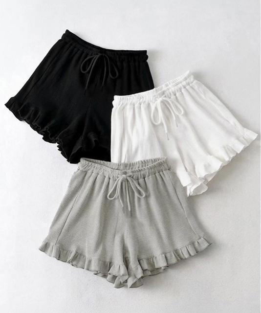 送料無料 新品 フリルペチパンツ ワッフルショートパンツ < 女性ファッション  送料無料 新品 フリルペチパンツ ワッフルショートパンツ  < 女性ファッションの