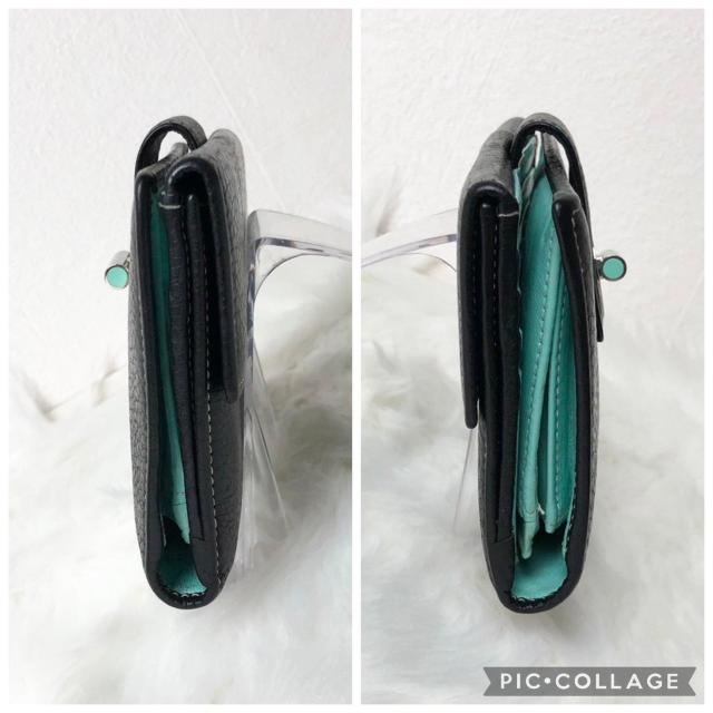 【良品】ティファニー 長財布 二つ折り財布 ターンロック ティファニーブルー ブラック 黒 レザー < ブランド  【良品】ティファニー 長財布 二つ折り財布 ターンロック ティファニーブルー ブラック 黒 レザー < ブランドの