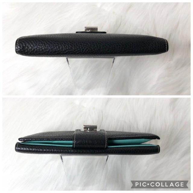 【良品】ティファニー 長財布 二つ折り財布 ターンロック ティファニーブルー ブラック 黒 レザー < ブランド  【良品】ティファニー 長財布 二つ折り財布 ターンロック ティファニーブルー ブラック 黒 レザー < ブランドの