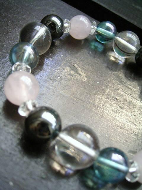 ローズクォ-ツxアクアオーラxヘマタイトx水晶 < 男性アクセサリー/時計 ローズクォ-ツxアクアオーラxヘマタイトx水晶 < 男性アクセサリー/時計の