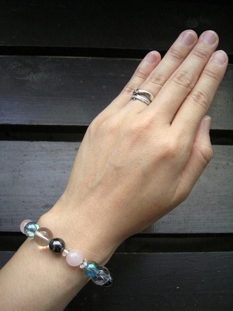 ローズクォ-ツxアクアオーラxヘマタイトx水晶 < 男性アクセサリー/時計 ローズクォ-ツxアクアオーラxヘマタイトx水晶 < 男性アクセサリー/時計の