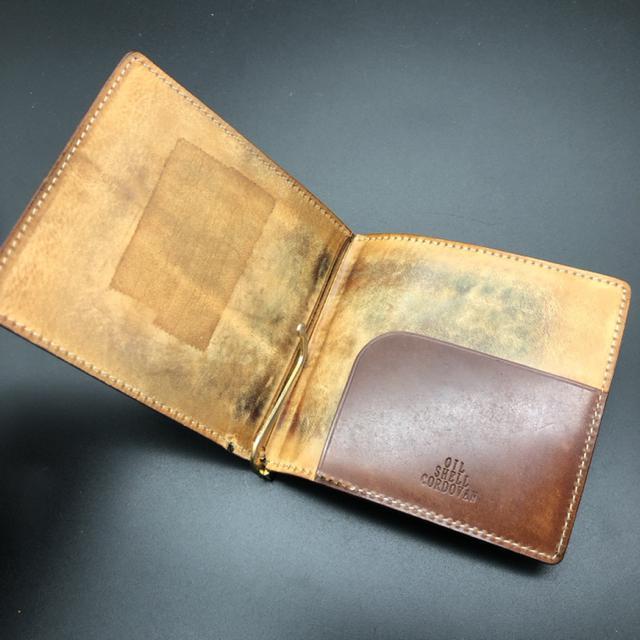 即決 OIL SHELL CORDOVAN 札入れ マネークリップ < 男性ファッション  即決 OIL SHELL CORDOVAN 札入れ マネークリップ < 男性ファッションの