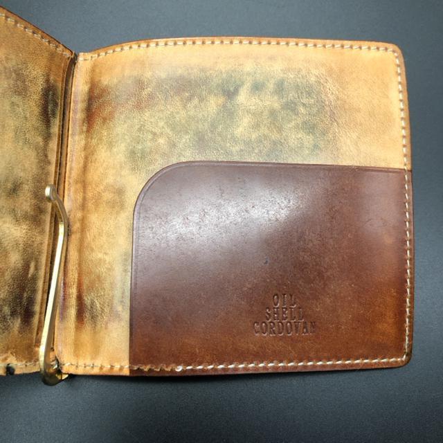 即決 OIL SHELL CORDOVAN 札入れ マネークリップ < 男性ファッション  即決 OIL SHELL CORDOVAN 札入れ マネークリップ < 男性ファッションの