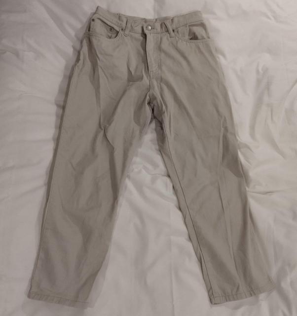 BROWDWIN ペグトップ ベージュチノパンツ クロップド 古着 W69~77 < 女性ファッション  BROWDWIN ペグトップ ベージュチノパンツ クロップド 古着 W69~77  < 女性ファッションの