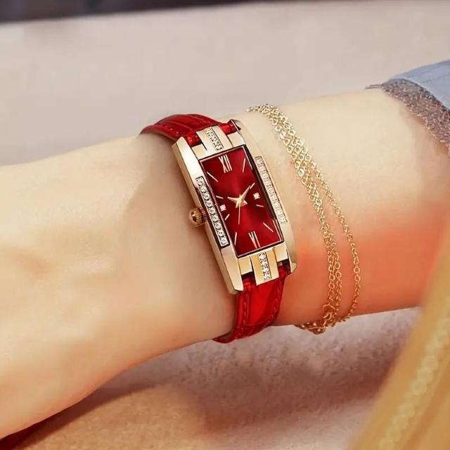 残1点★690円★レディークォーツ  スクエア型 ローマ数字文字盤 ヴィンテージ ドレス 時計 ラインストーン 腕時計 赤×白 < 女性アクセサリー/時計  残1点★690円★レディークォーツ  スクエア型 ローマ数字文字盤 ヴィンテージ ドレス 時計 ラインストーン 腕時計 赤×白 < 女性アクセサリー/時計の
