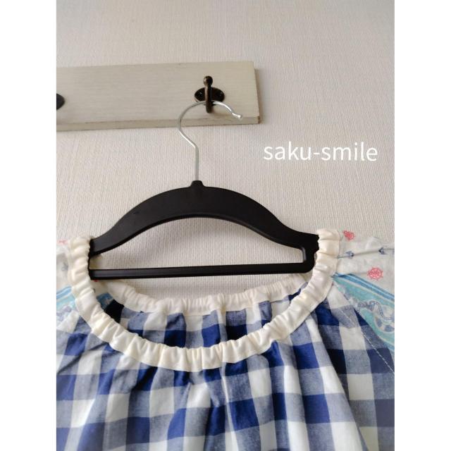 saku-smile スモック 80~90size 袖なし ブルー系 < キッズ/ベビー  saku-smile スモック 80~90size 袖なし ブルー系 < キッズ/ベビーの