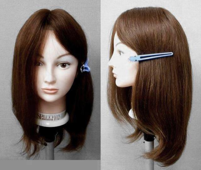 新商品 人毛 手植え 幅広人工皮膚付き ロング ブラウン < 女性ファッション  新商品 人毛 手植え 幅広人工皮膚付き ロング ブラウン  < 女性ファッションの