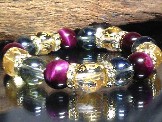 守り本尊梵字水晶ピンクタイガーアイ青水晶数珠 < 男性アクセサリー/時計  守り本尊梵字水晶ピンクタイガーアイ青水晶数珠  < 男性アクセサリー/時計の