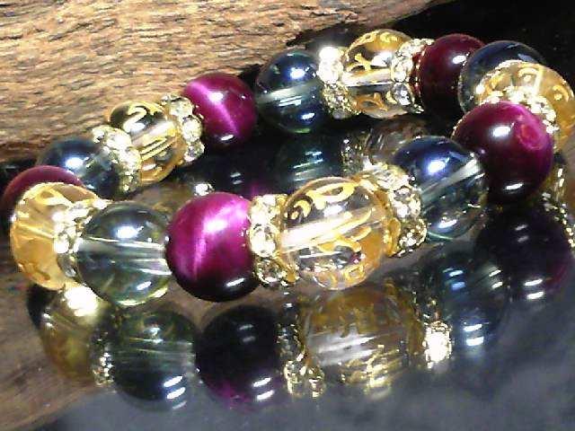 守り本尊梵字水晶ピンクタイガーアイ青水晶数珠 < 男性アクセサリー/時計  守り本尊梵字水晶ピンクタイガーアイ青水晶数珠 < 男性アクセサリー/時計の