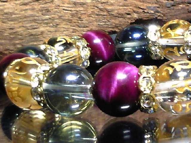 守り本尊梵字水晶ピンクタイガーアイ青水晶数珠 < 男性アクセサリー/時計  守り本尊梵字水晶ピンクタイガーアイ青水晶数珠 < 男性アクセサリー/時計の