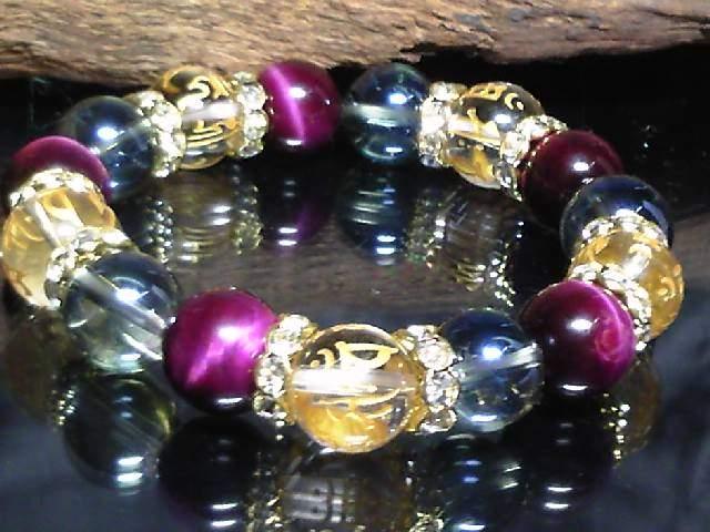 守り本尊梵字水晶ピンクタイガーアイ青水晶数珠 < 男性アクセサリー/時計  守り本尊梵字水晶ピンクタイガーアイ青水晶数珠 < 男性アクセサリー/時計の