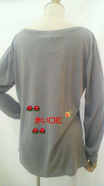 LLサイズ〜*大きいsize前面転写プリントデコルテみせTシャツグレー < 女性ファッション  LLサイズ〜*大きいsize前面転写プリントデコルテみせTシャツグレー < 女性ファッションの