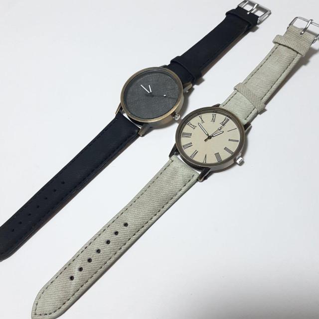 新品 腕時計 シンプル カジュアル 黒とアイボリーのセット  < 男性アクセサリー/時計  新品 腕時計 シンプル カジュアル 黒とアイボリーのセット  < 男性アクセサリー/時計の