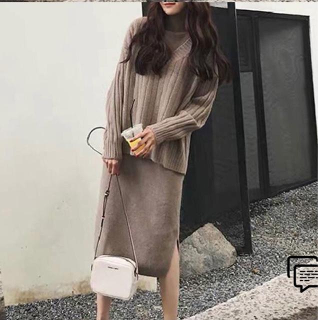 新品未使用 韓国ファッション ニットセットアップ < 女性ファッション  新品未使用 韓国ファッション ニットセットアップ < 女性ファッションの