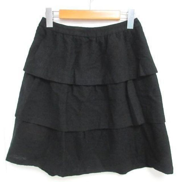 YORKLAND ひざ丈 ウール スカート ブラック 黒 9AR < 女性ファッション  YORKLAND ひざ丈 ウール スカート ブラック 黒 9AR  < 女性ファッションの