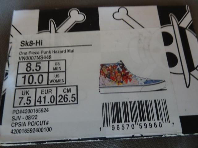 USA超限定 バンズ x ワンピース SK-8Hi パンクハザード26.5a箱無 < ブランド  USA超限定 バンズ x ワンピース SK-8Hi パンクハザード26.5a箱無 < ブランドの