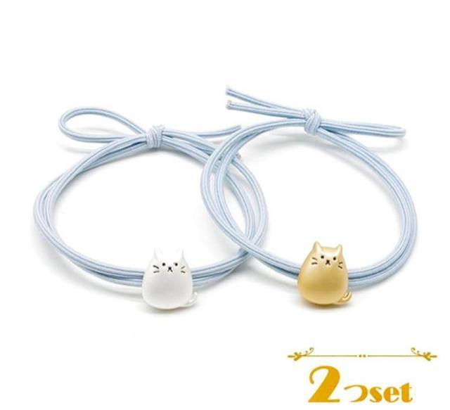 猫 ヘアゴム 2種セット アクセサリー ブレスレット もふもふ ぷっくり もっちり ねこ ミニ シルバー&ゴールド < 女性アクセサリー/時計  猫 ヘアゴム 2種セット アクセサリー ブレスレット もふもふ ぷっくり もっちり ねこ ミニ シルバー&ゴールド  < 女性アクセサリー/時計の