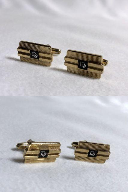 正規 ディオールDior ロゴ文字×ストライプカフス ゴールド×ブラック カフリンクス ボタン < ブランド  正規 ディオールDior ロゴ文字×ストライプカフス ゴールド×ブラック カフリンクス ボタン < ブランドの