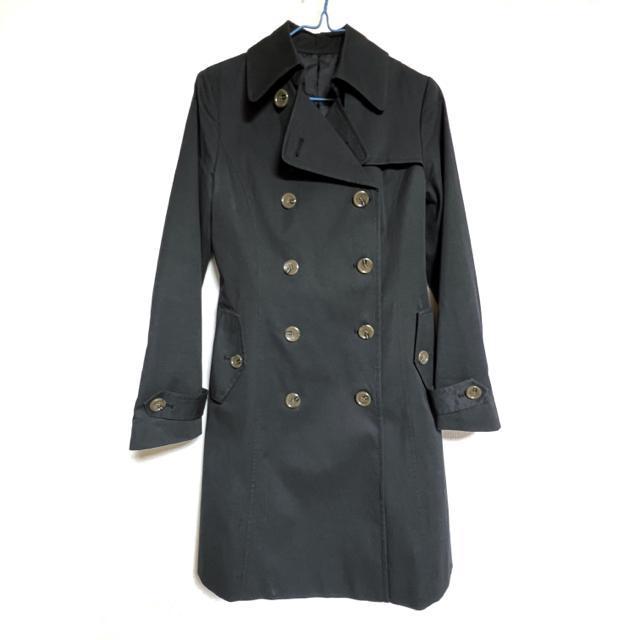 【美品】トレンチコート/M/ブラック/着丈95cm/綿61% < 女性ファッション  【美品】トレンチコート/M/ブラック/着丈95cm/綿61% < 女性ファッションの