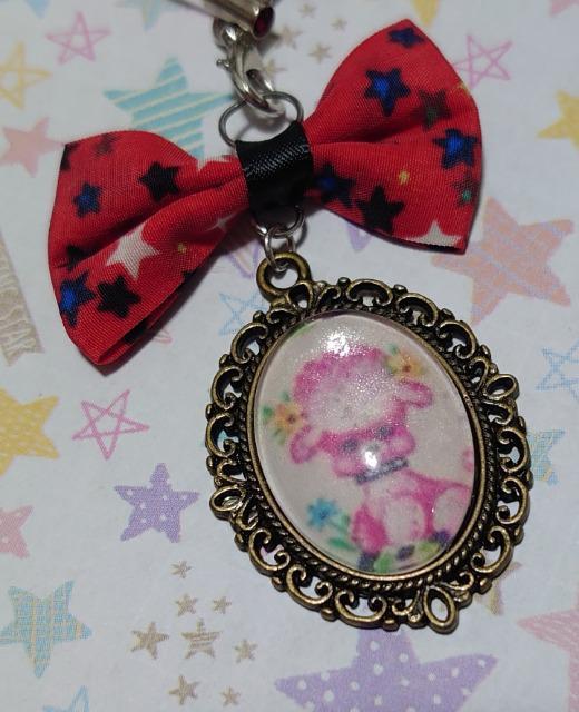 ハンドメイド♪カボションチャームストラップ★レトロアニマル・星柄リボン★プードル【クリスマスオーナメントにも】 < ペット/手芸/園芸 ハンドメイド♪カボションチャームストラップ★レトロアニマル・星柄リボン★プードル【クリスマスオーナメントにも】 < ペット/手芸/園芸の