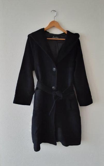 アナザーエディション Another Edition◆ブラック フード付き ロング コート リボン ベルト◆S < ブランド  アナザーエディション Another Edition◆ブラック フード付き ロング コート リボン ベルト◆S  < ブランドの