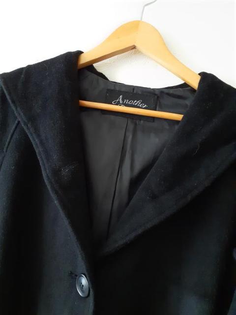 アナザーエディション Another Edition◆ブラック フード付き ロング コート リボン ベルト◆S < ブランド  アナザーエディション Another Edition◆ブラック フード付き ロング コート リボン ベルト◆S < ブランドの