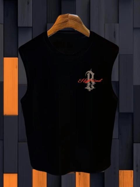 お試し価格1090円★メンズプラスサイズコットンタンクトップ - "ハイエンド"グラフィックプリント 日本サイズL 黒  < 男性ファッション  お試し価格1090円★メンズプラスサイズコットンタンクトップ - "ハイエンド"グラフィックプリント 日本サイズL 黒  < 男性ファッションの