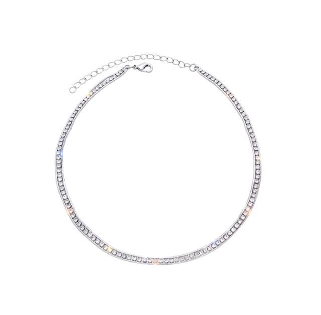 華奢魅せ●2連ビジュー スネークチェーンネックレス●シルバー●チョーカーネックレス スネークネックレス < 女性アクセサリー/時計  華奢魅せ●2連ビジュー スネークチェーンネックレス●シルバー●チョーカーネックレス スネークネックレス < 女性アクセサリー/時計の