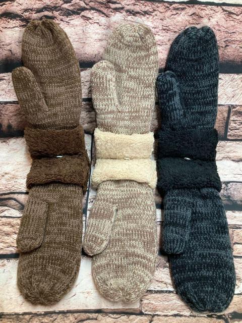 ミトンなのに中は5本指でモノがつかみやすい!内外ともにふわふわ!レディース二重編み ニットグローブ(画像から)1双 < 女性ファッション ミトンなのに中は5本指でモノがつかみやすい!内外ともにふわふわ!レディース二重編み ニットグローブ(画像から)1双 < 女性ファッションの