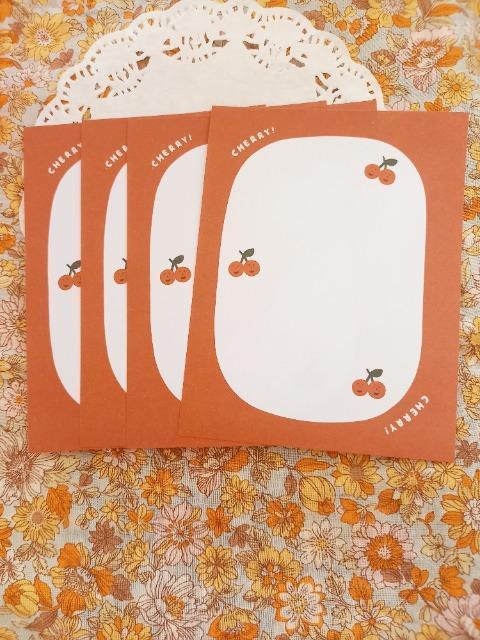 お裾分け☆さくらんぼ柄メモ4枚☆ < インテリア/ライフ  お裾分け☆さくらんぼ柄メモ4枚☆  < インテリア/ライフの