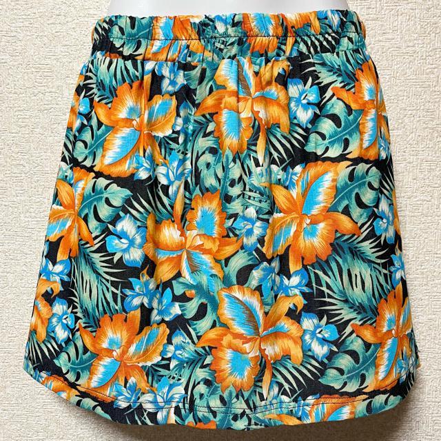 【新品】ボタニカル☆花柄ミニスカート/ネイビー×オレンジ < 女性ファッション  【新品】ボタニカル☆花柄ミニスカート/ネイビー×オレンジ < 女性ファッションの