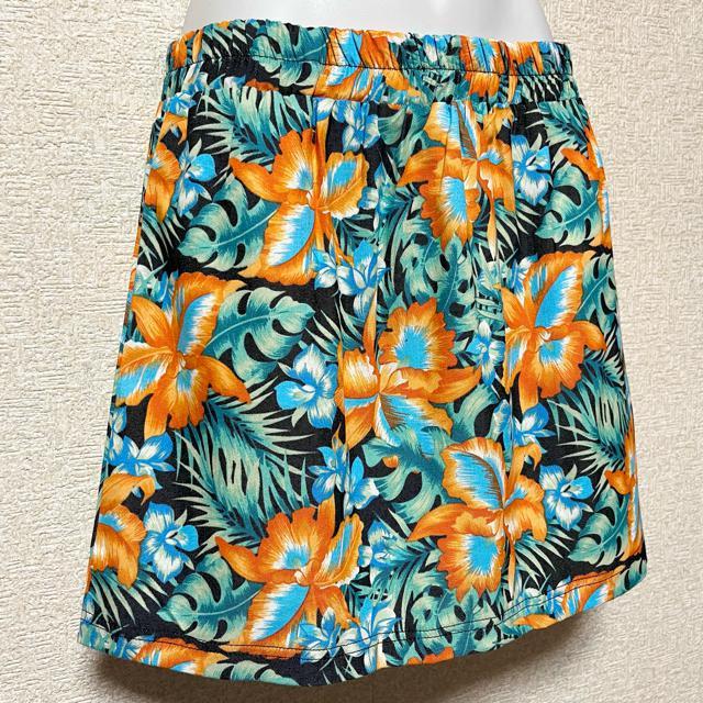 【新品】ボタニカル☆花柄ミニスカート/ネイビー×オレンジ < 女性ファッション  【新品】ボタニカル☆花柄ミニスカート/ネイビー×オレンジ < 女性ファッションの