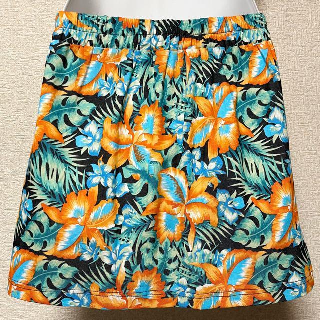 【新品】ボタニカル☆花柄ミニスカート/ネイビー×オレンジ < 女性ファッション  【新品】ボタニカル☆花柄ミニスカート/ネイビー×オレンジ < 女性ファッションの