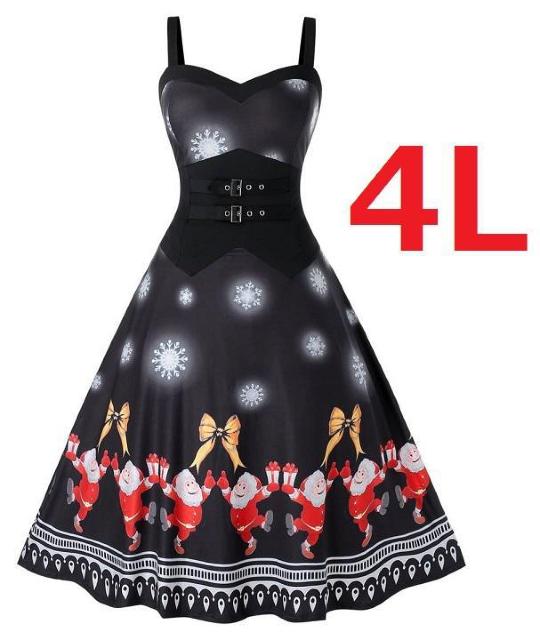 新品大きいサイズ4L(〜5L) クリスマス柄マキシドレスワンピース < 女性ファッション  新品大きいサイズ4L(〜5L) クリスマス柄マキシドレスワンピース  < 女性ファッションの