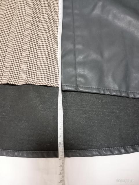合成皮革 チェック柄 ロングスカート Мサイズ < 女性ファッション  合成皮革 チェック柄 ロングスカート Мサイズ < 女性ファッションの