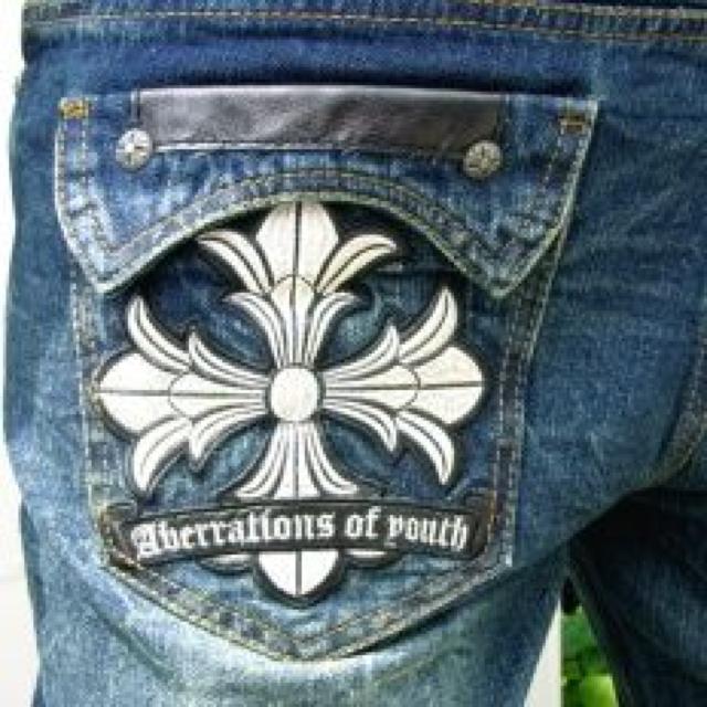 《New》悪羅悪羅★クロスデザイン刺繍・カジュアル*デニム<36> < 男性ファッション  《New》悪羅悪羅★クロスデザイン刺繍・カジュアル*デニム<36> < 男性ファッションの