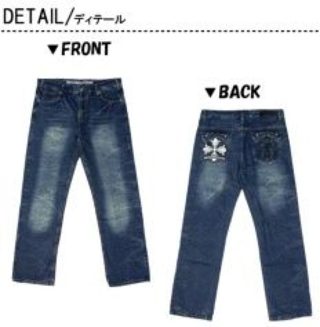 《New》悪羅悪羅★クロスデザイン刺繍・カジュアル*デニム<36> < 男性ファッション  《New》悪羅悪羅★クロスデザイン刺繍・カジュアル*デニム<36> < 男性ファッションの