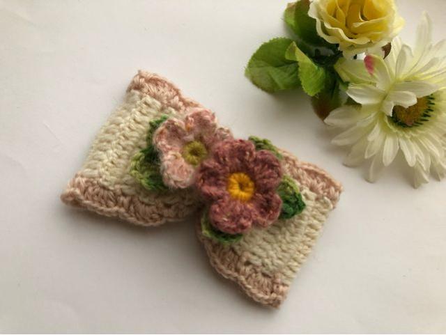 ハンドメイド バレッタ 大きめ リボン ふんわりモヘアのお花♪ < 女性ファッション  ハンドメイド バレッタ 大きめ リボン ふんわりモヘアのお花♪ < 女性ファッションの